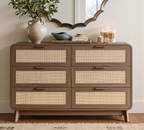 Nussbaum Rattan Kommode mit 6 Schubladen – Boho Chic Kommode