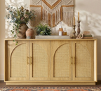 63" 4 Rattan Sideboard – Eiche Natur für Ess- & Wohnzimmer