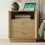 Mid-Century Modern Grok Wood Nightstand with Beveled | Fortunetec