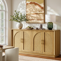 63" 4 Rattan Sideboard – Eiche Natur für Ess- & Wohnzimmer