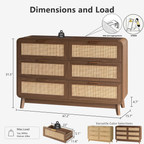 Nussbaum Rattan Kommode mit 6 Schubladen – Boho Chic Kommode