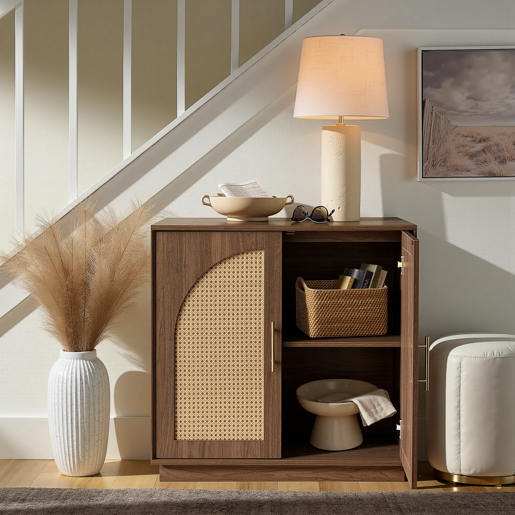 Rattan Sideboard - Oak Natural for Dining Room & Living Room