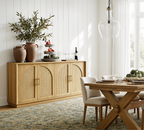63" 4 Rattan Sideboard – Eiche Natur für Ess- & Wohnzimmer