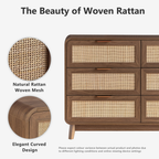 Nussbaum Rattan Kommode mit 6 Schubladen – Boho Chic Kommode