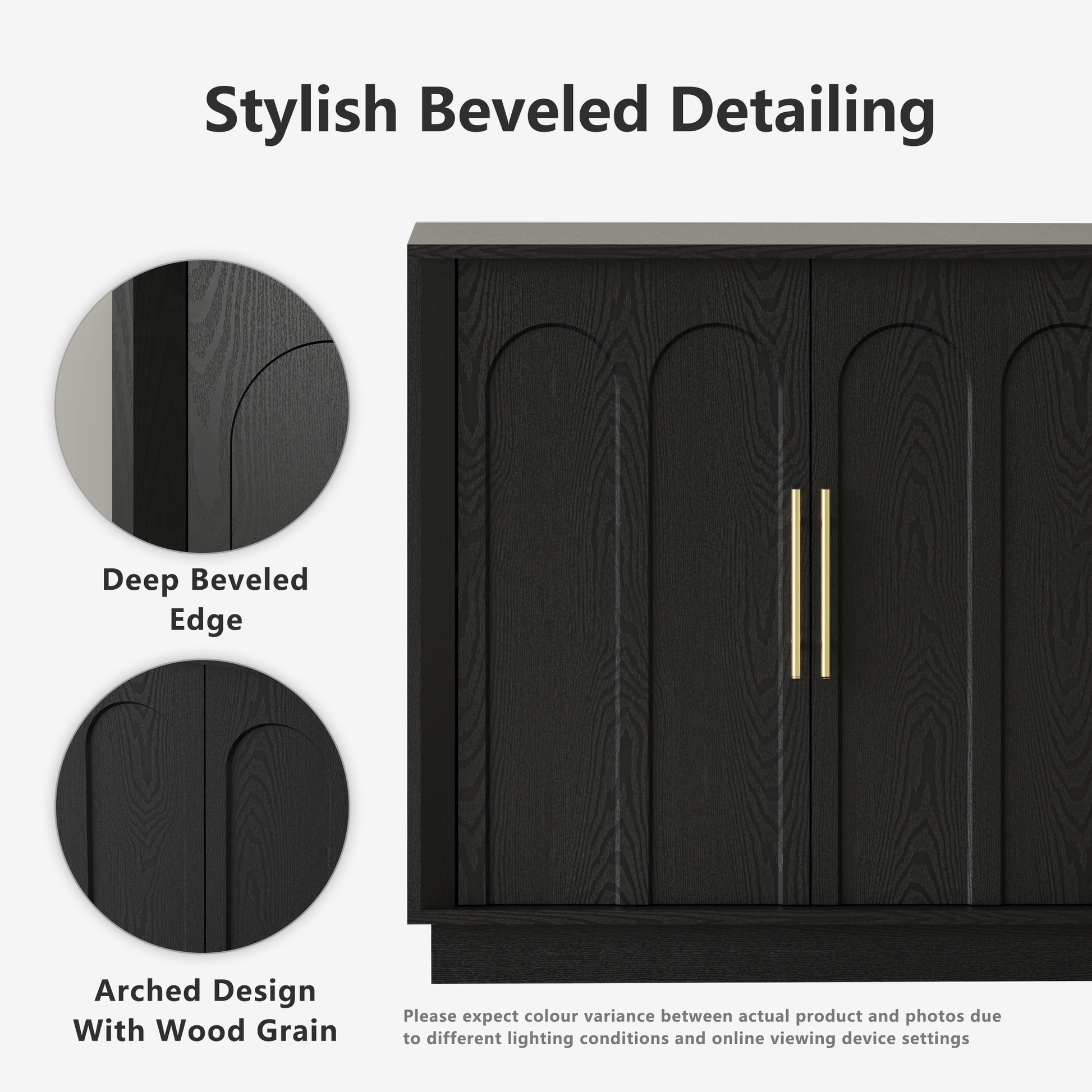 Modern Black Wood Sideboard Buffet Cabinet - FORTUNETEC