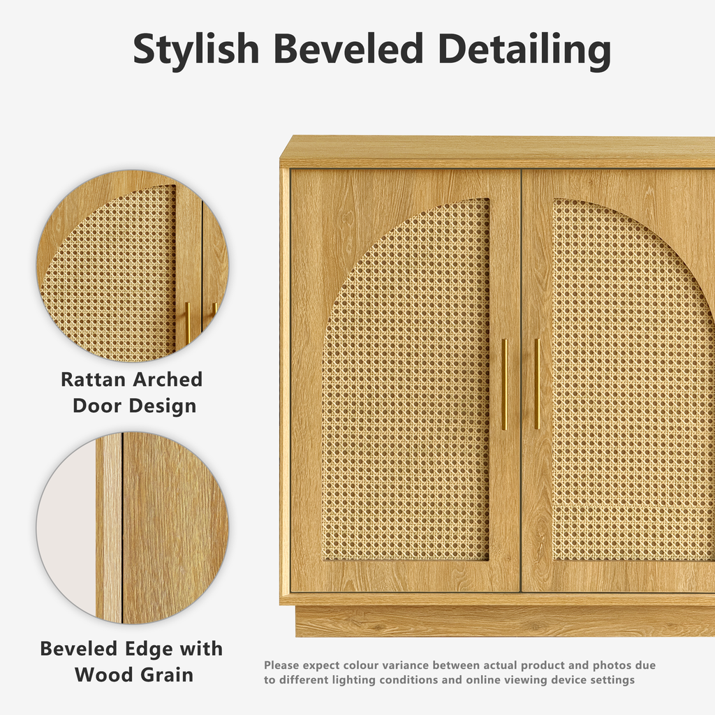 Rattan Sideboard – Eiche Natur für Ess- & Wohnzimmer