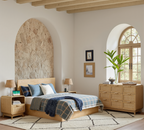 Kommode aus Eiche und Rattan mit 9 Schubladen – Boho-Chic-Kommode