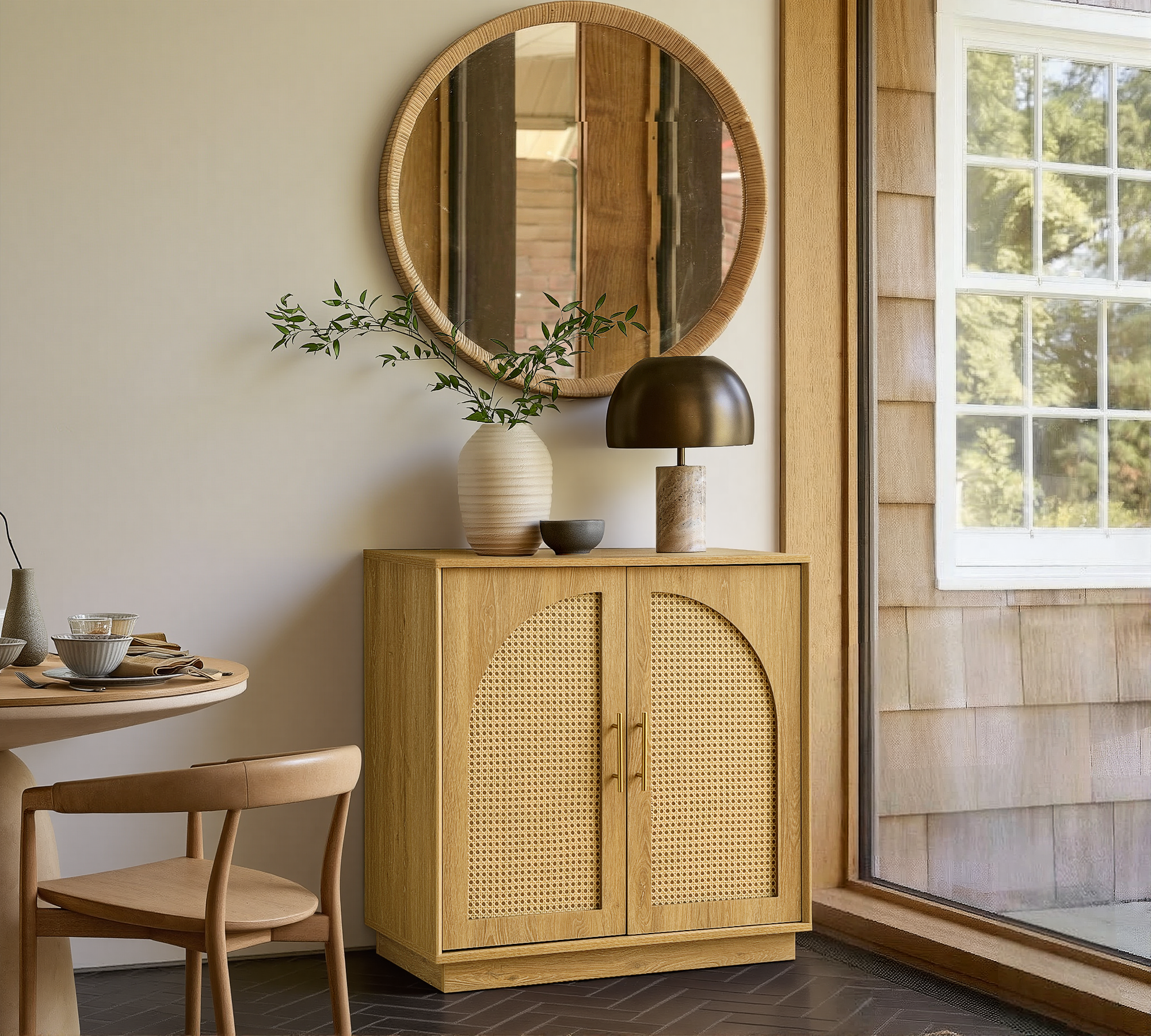 Rattan Sideboard - Oak Natural for Dining Room & Living Room