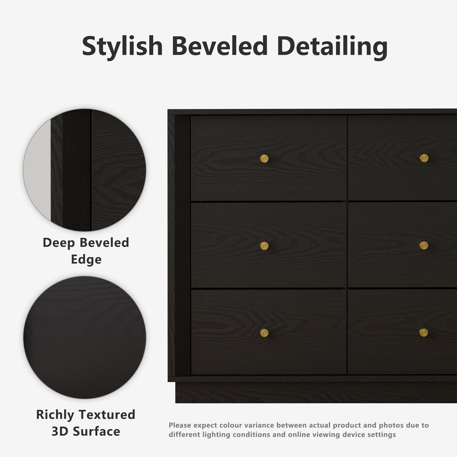 Mid-Century Modern Black Wood 9-Drawer Dresser – Wide Storage Chest for Bedroom & Living Room - FORTUNETEC