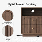 Mid-Century Walnut Nightstand with Arch Design Set 2