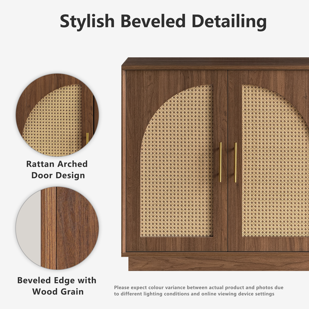 Rattan Sideboard – Eiche Natur für Ess- & Wohnzimmer