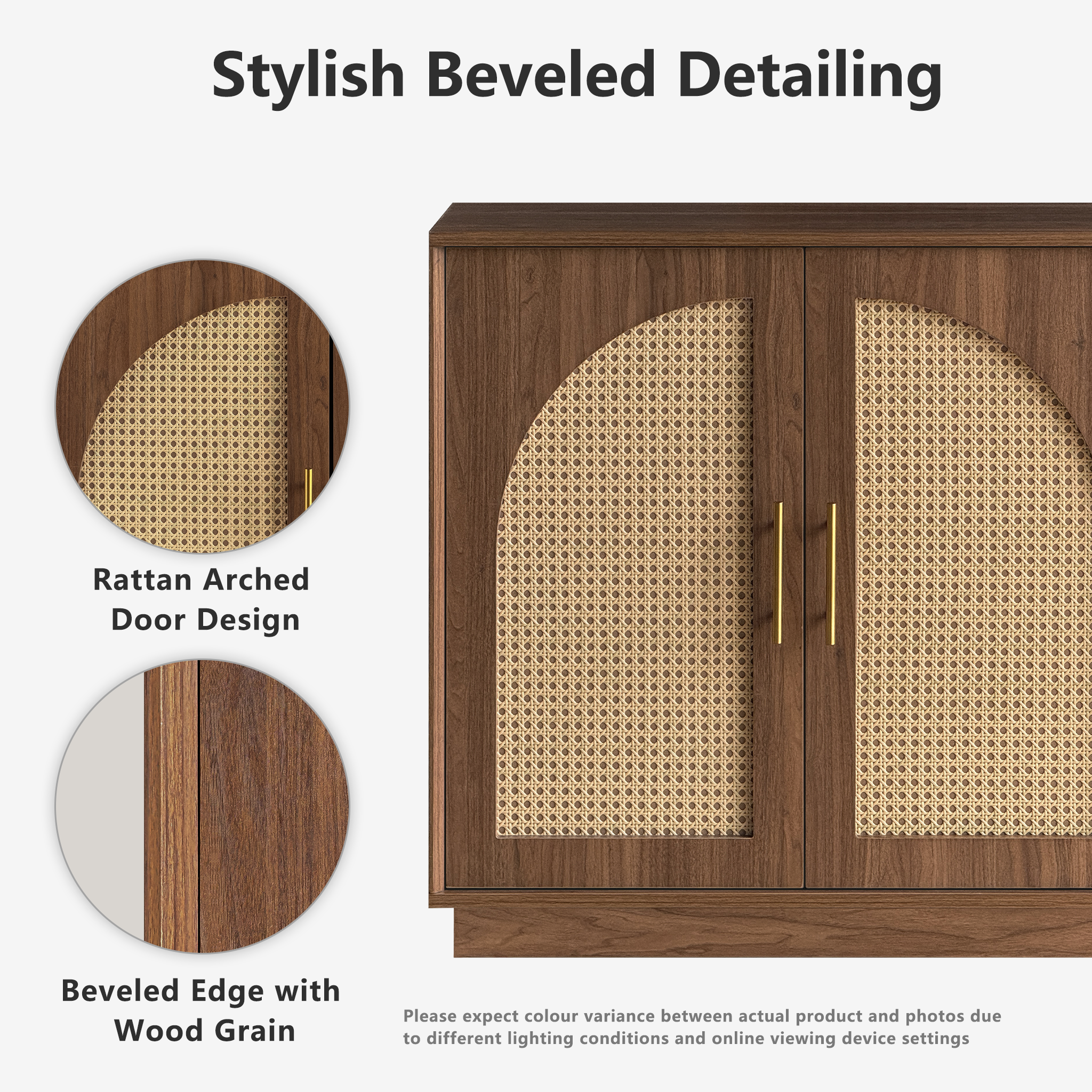 Rattan Sideboard – Eiche Natur für Ess- & Wohnzimmer