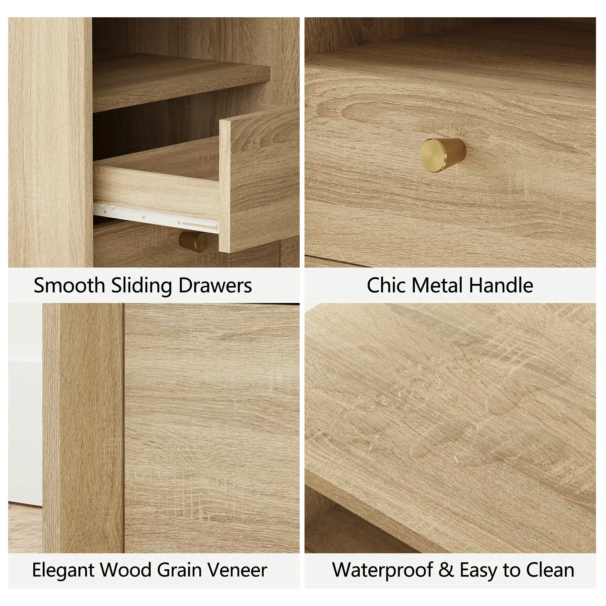 Mid-Century Modern White Oak Nightstand with Beveled | Fortunetec