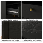 Mid-Century Modern Black Wood Nightstand with Beveled Set 2 | Fortunetec