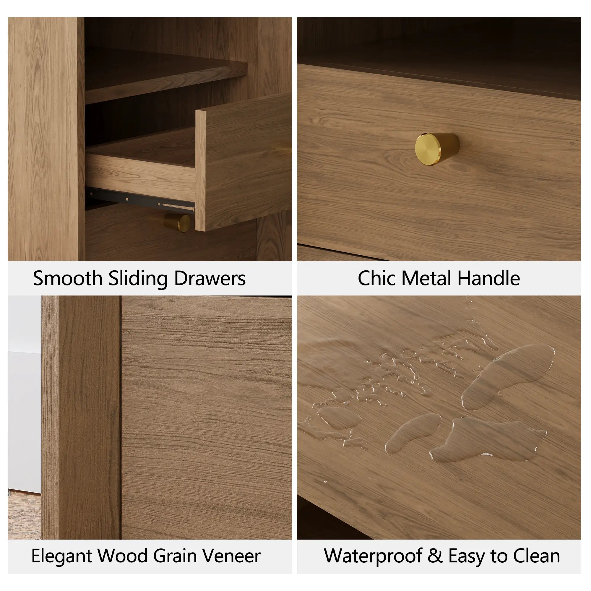 Mid-Century Modern Walnut Nightstand with Beveled Edges | Fortunetec