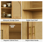 63" 4 Rattan Sideboard – Eiche Natur für Ess- & Wohnzimmer