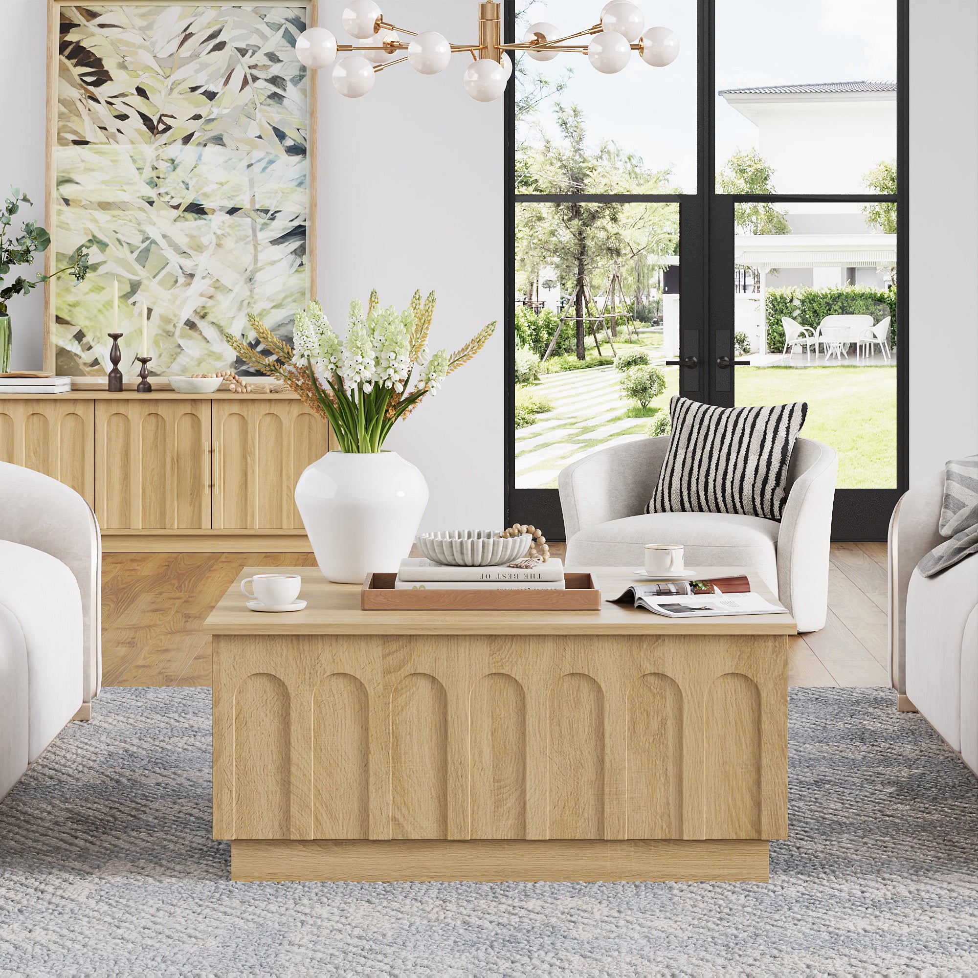White Oak Coffee Table – Mid-Century Modern Arched | FORTUNETEC