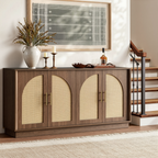 63" 4 Rattan Sideboard - Walnuss Natur für Esszimmer & Wohnzimmer