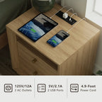 Mid-Century Modern Grok Wood Nightstand with Beveled | Fortunetec