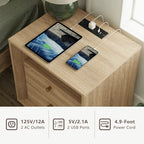 Mid-Century Modern White Oak Nightstand with Beveled | Fortunetec