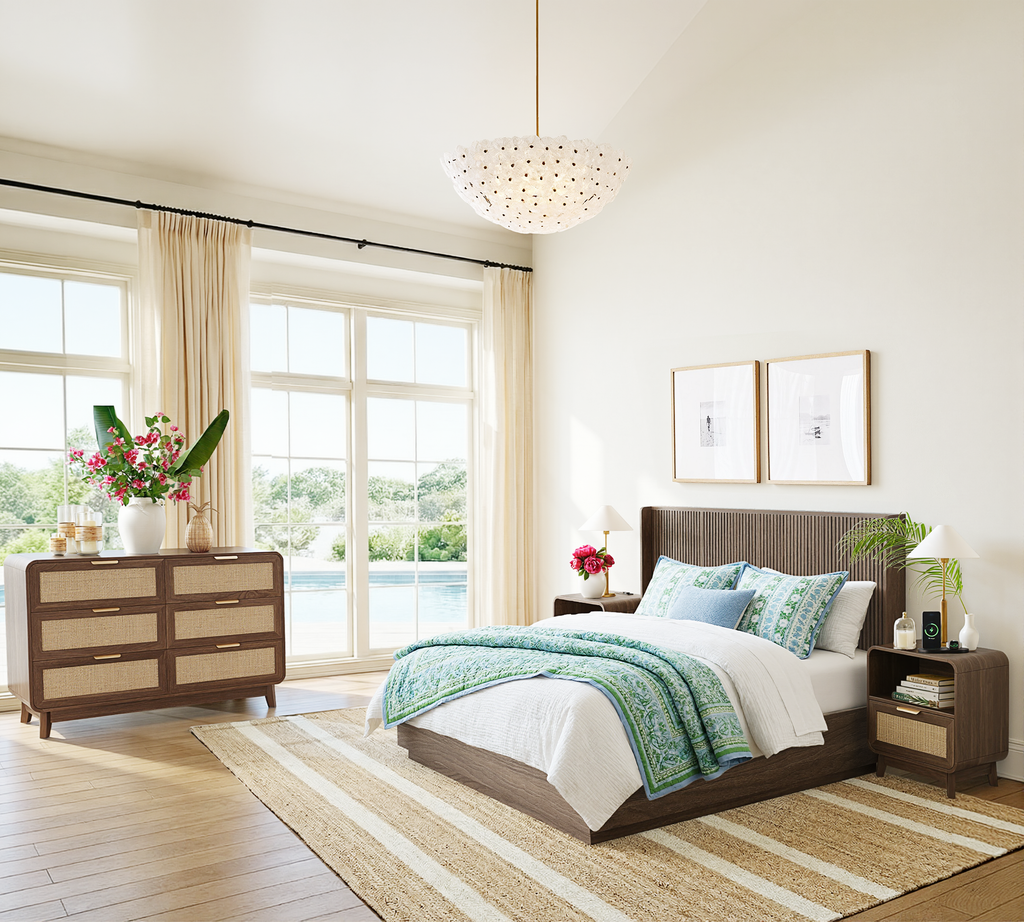 Nussbaum Rattan Kommode mit 6 Schubladen – Boho Chic Kommode
