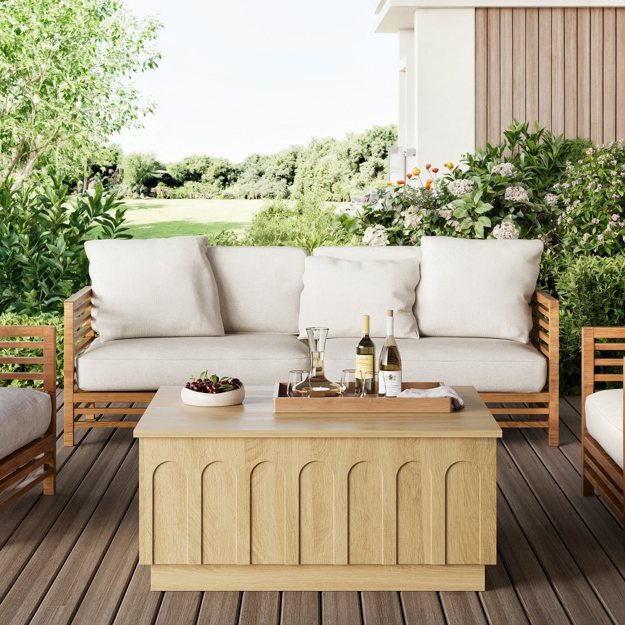 White Oak Coffee Table – Mid-Century Modern Arched | FORTUNETEC