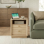 Mid-Century Modern White Oak Nightstand with Beveled | Fortunetec