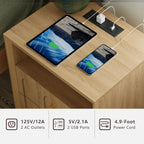 Mid-Century Oak Wood Arch Nightstand with Drawers | Fortunetec