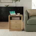 Mid-Century Modern Grok Wood Nightstand with Beveled | Fortunetec