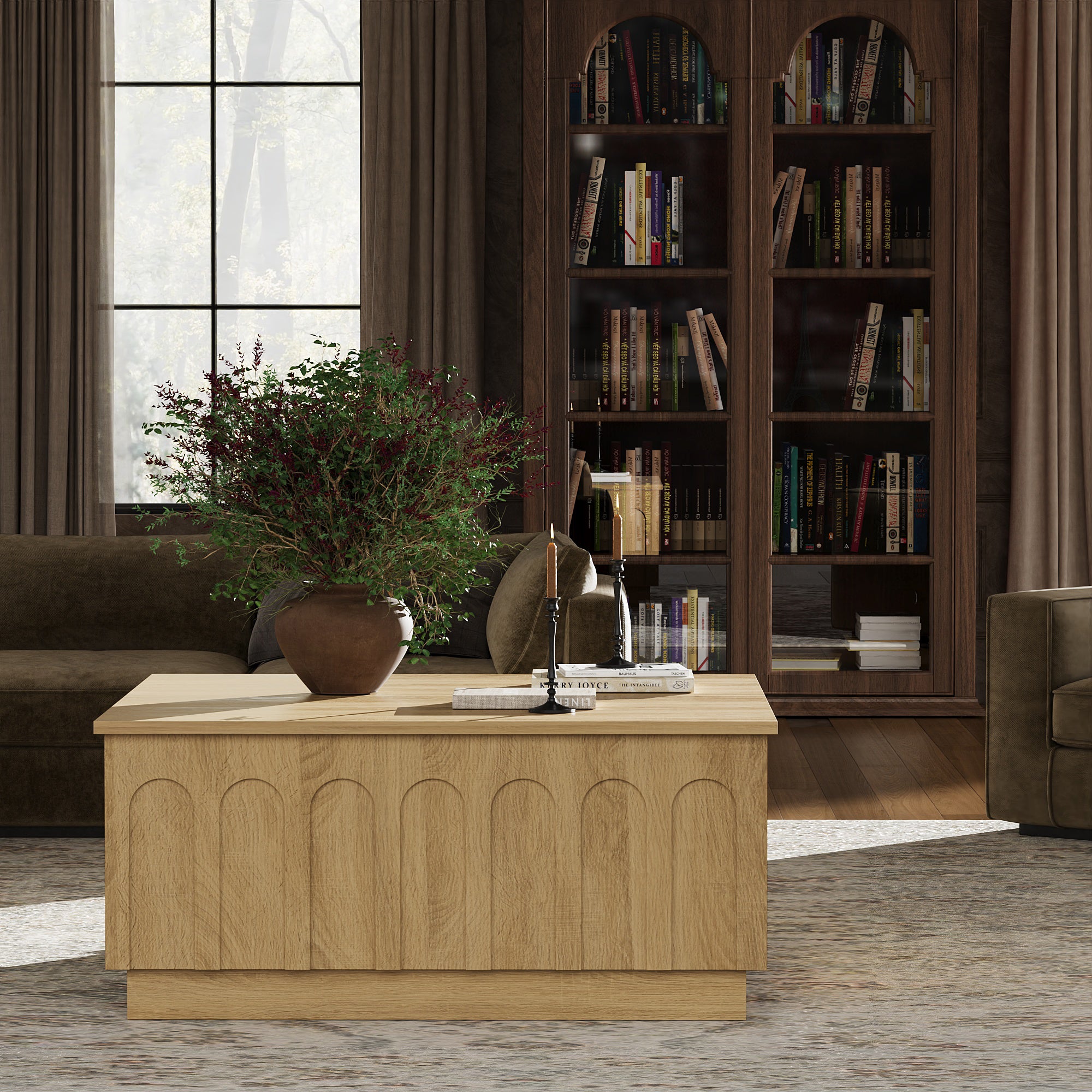 White Oak Coffee Table – Mid-Century Modern Arched | FORTUNETEC