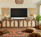 63" 4 Rattan Sideboard - Walnuss Natur für Esszimmer & Wohnzimmer