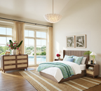 Nachttisch aus Walnuss und Rattan – Boho-Nachttisch mit Schublade