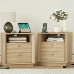 Mid-Century Modern White Oak Nightstand with Beveled | Fortunetec