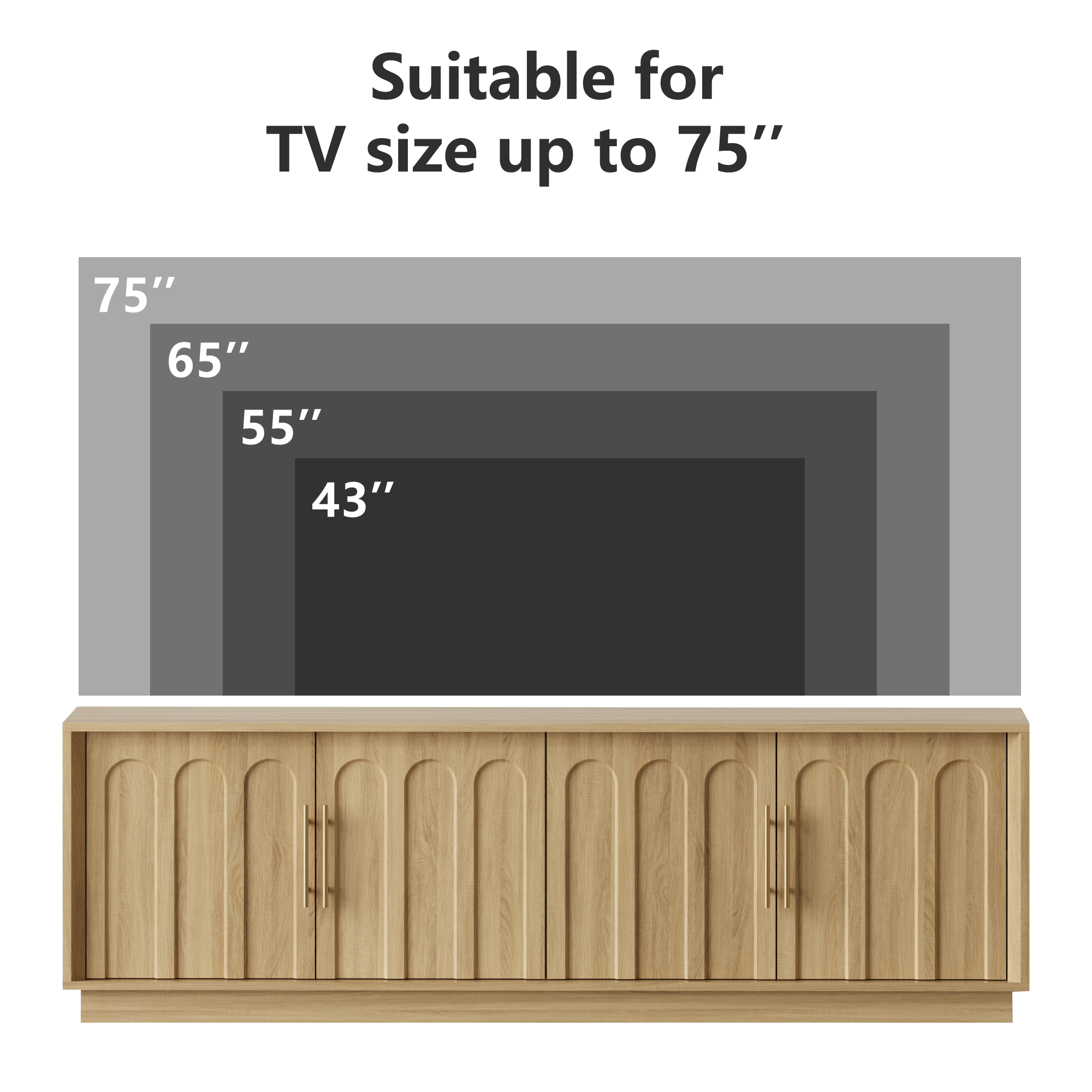 White Oak Arched TV Stand – Mid-Century Modern Style - FORTUNETEC