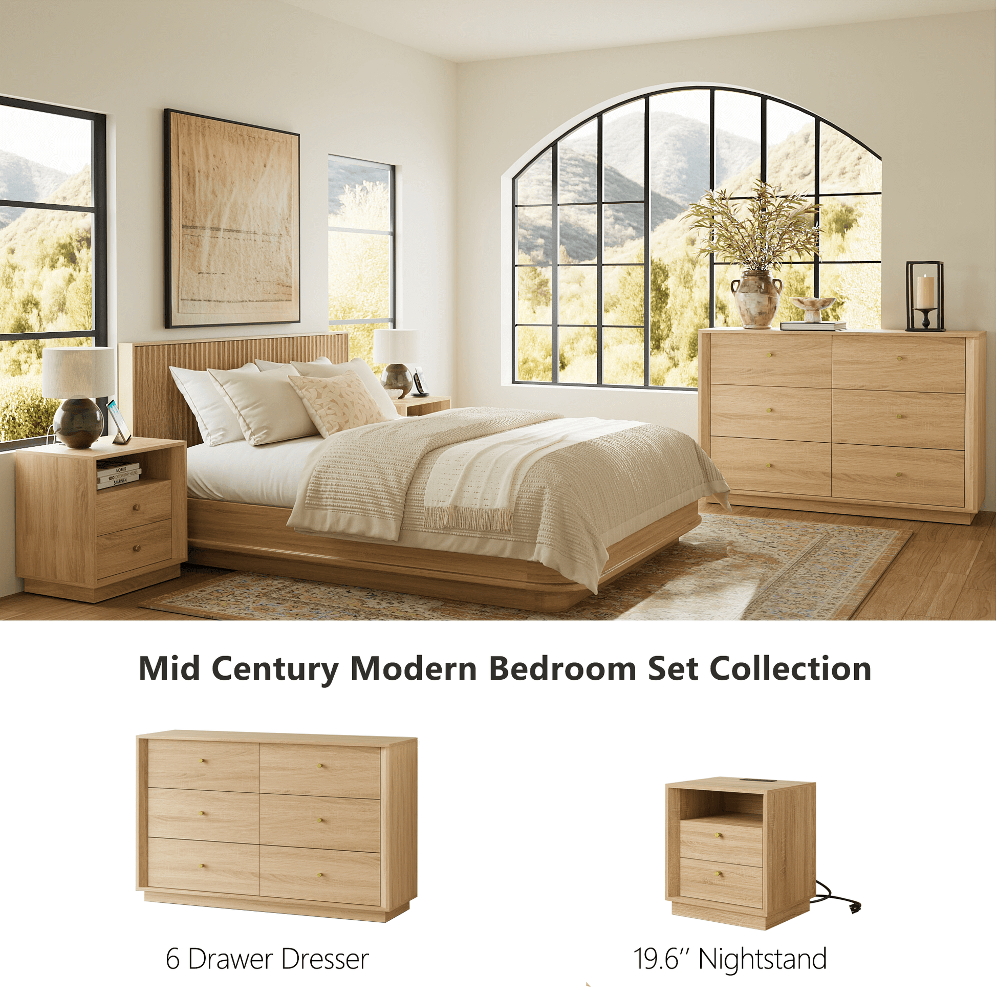 FORTUNETEC White Oak 6-Drawer Dresser – Mid-Century ModernDiscover FORTUNETEC White Oak 6-Drawer Dresser – Mid-Century Modern Look-White Oak. Perfect for elegant storage in your dining or living space!