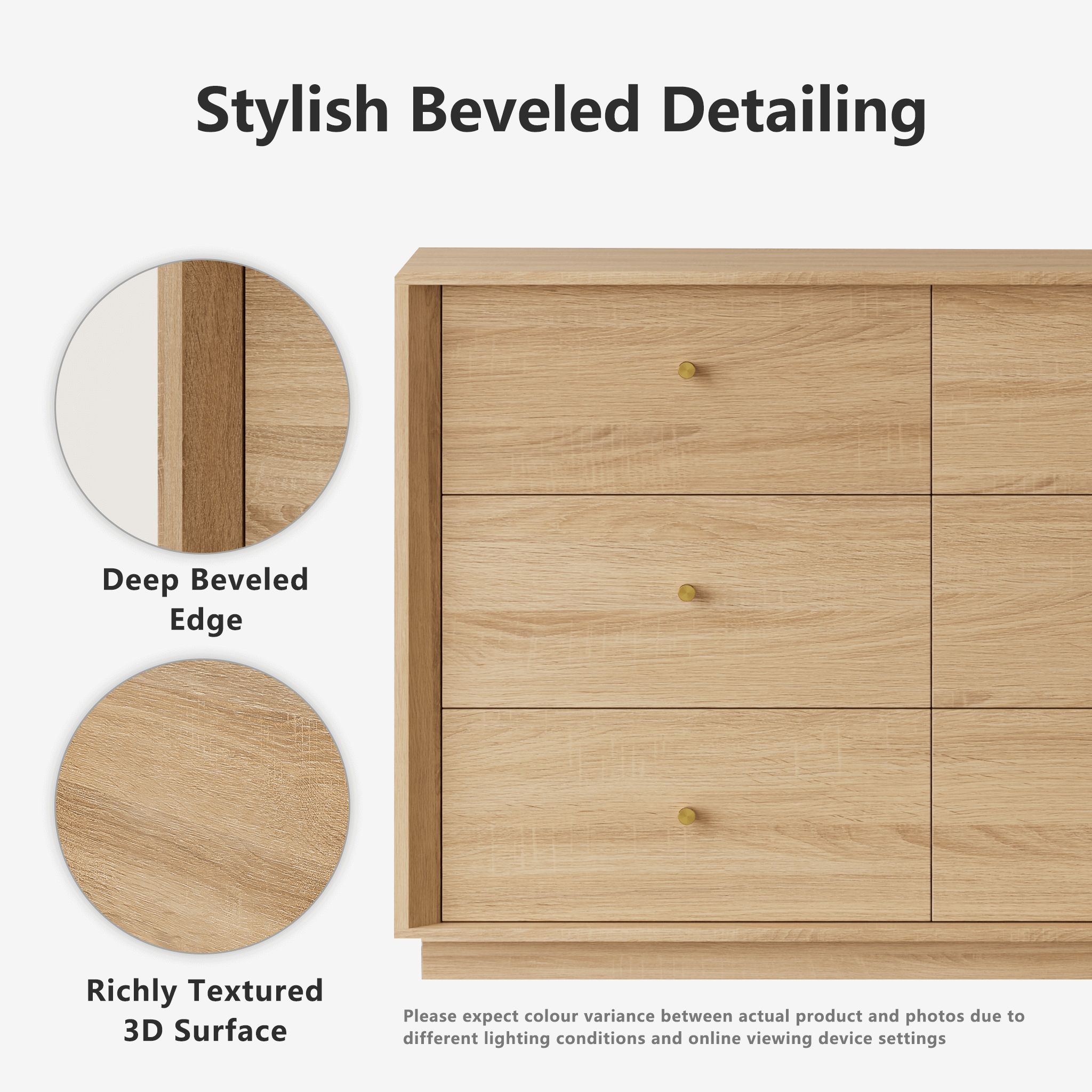 FORTUNETEC White Oak 6-Drawer Dresser – Mid-Century ModernDiscover FORTUNETEC White Oak 6-Drawer Dresser – Mid-Century Modern Look-White Oak. Perfect for elegant storage in your dining or living space!
