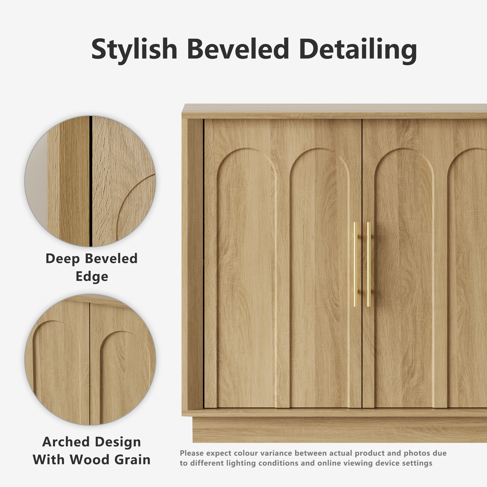 Mid-Century Modern 4-Door Arched Sideboard in White Oak WoodDiscover the Mid-Century Modern 4-Door Arched Sideboard in White Oak Wood, combining elegance with functional storage for your dining space.