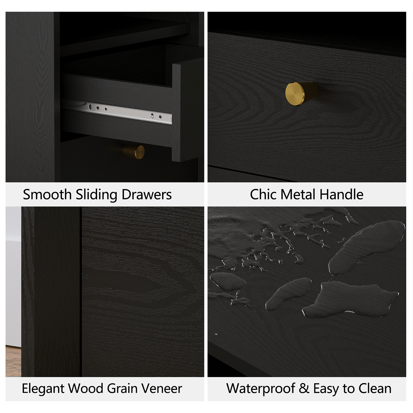 Mid-Century Modern Beveled Nightstand in Black WoodDiscover the Mid-Century Modern Beveled Nightstand in Black Wood for elegant storage and stylish design in your bedroom.