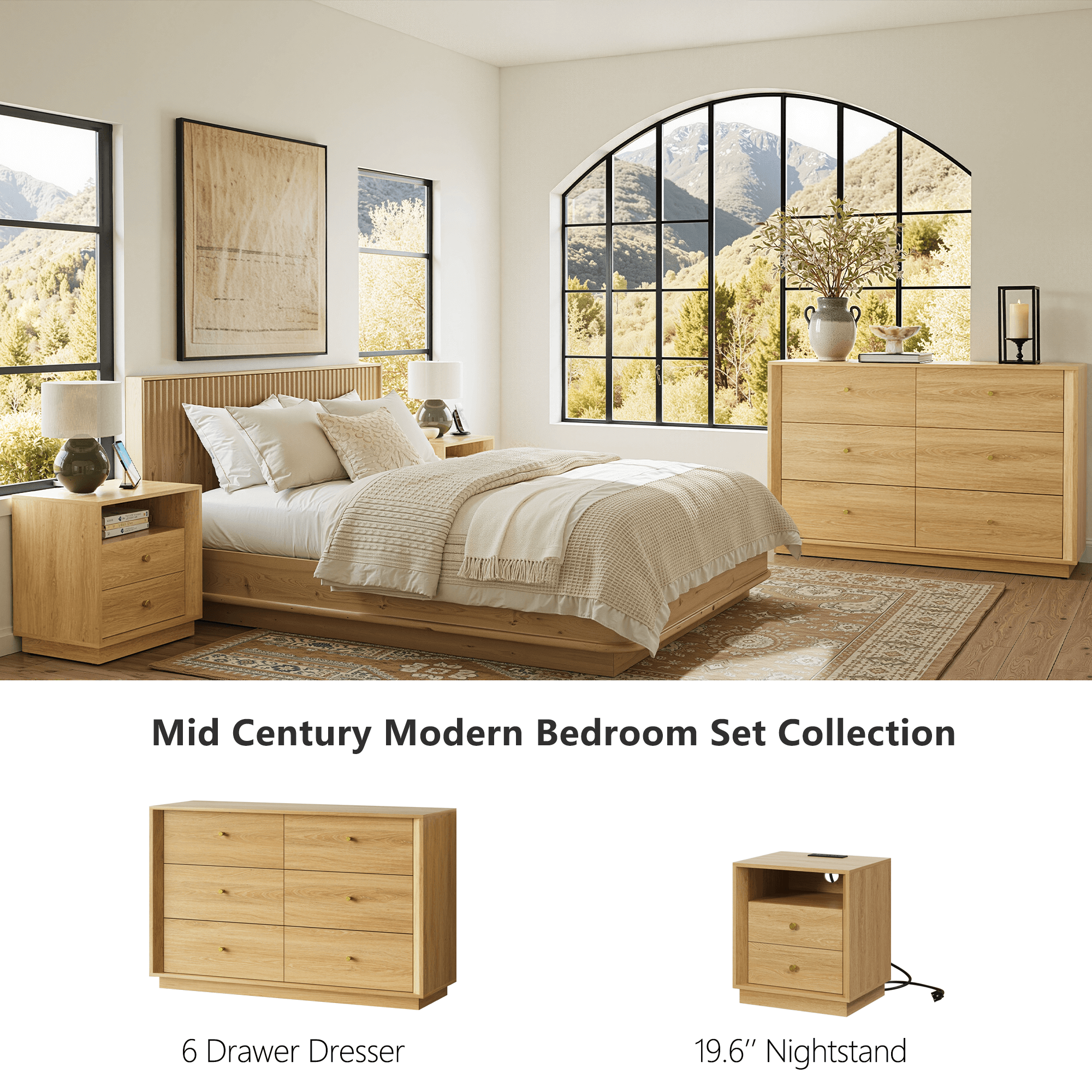 FORTUNETEC Mid-Century Modern Golden Oak DresserExplore FORTUNETEC Mid-Century Modern Golden Oak 6-Drawer Dresser for stylish storage to enhance your living space.