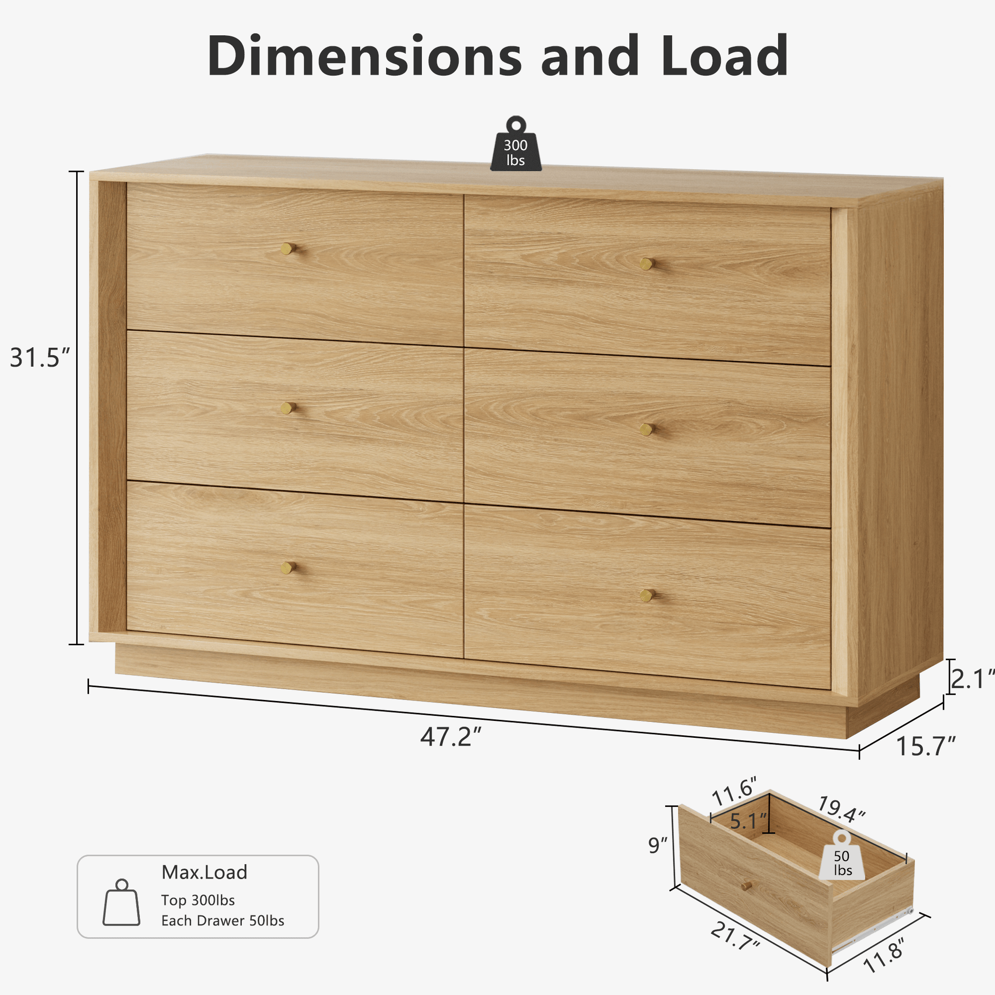 FORTUNETEC Mid-Century Modern Golden Oak DresserExplore FORTUNETEC Mid-Century Modern Golden Oak 6-Drawer Dresser for stylish storage to enhance your living space.