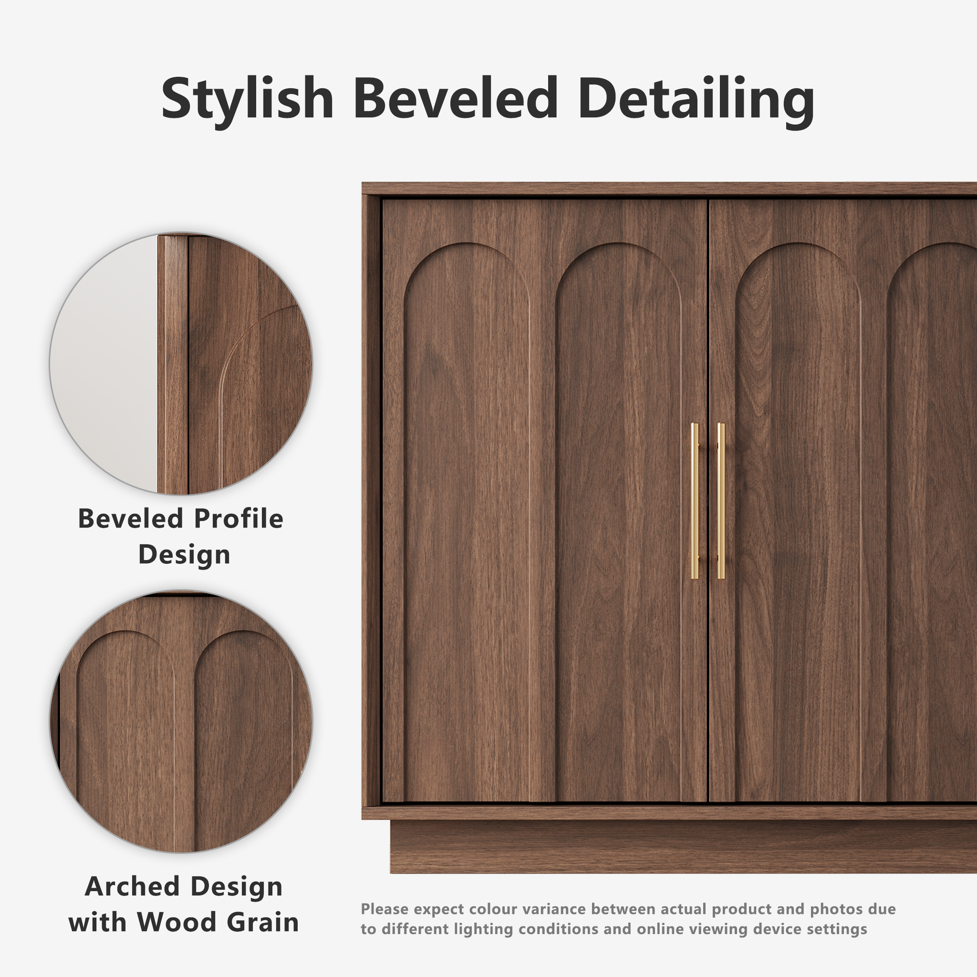 Modern Walnut Sideboard Buffet Cabinet with Storage – 31.5" Accent Credenza - FORTUNETEC