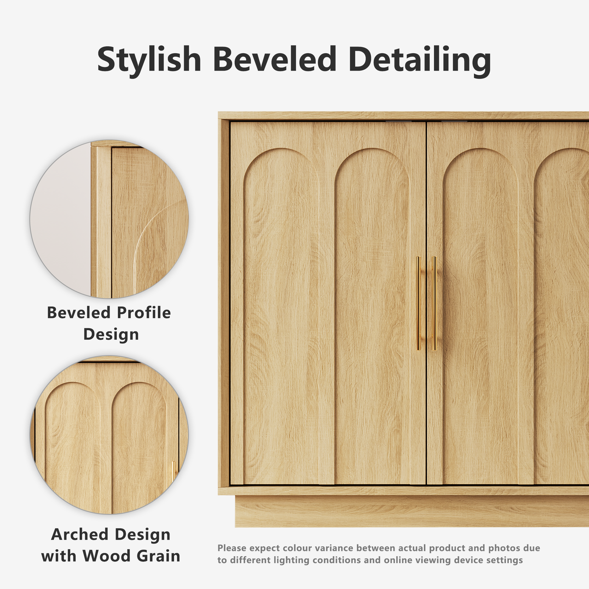 Modern Oak Sideboard Buffet Cabinet with Storage – 31.5 Accent Credenz - FORTUNETEC