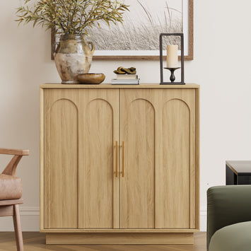 Modern Oak Sideboard Buffet Cabinet with Storage – 31.5 Accent Credenz - FORTUNETEC