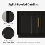 FORTUNETECBlack Wood Arched TV Stand, Mid - Century Modern Design