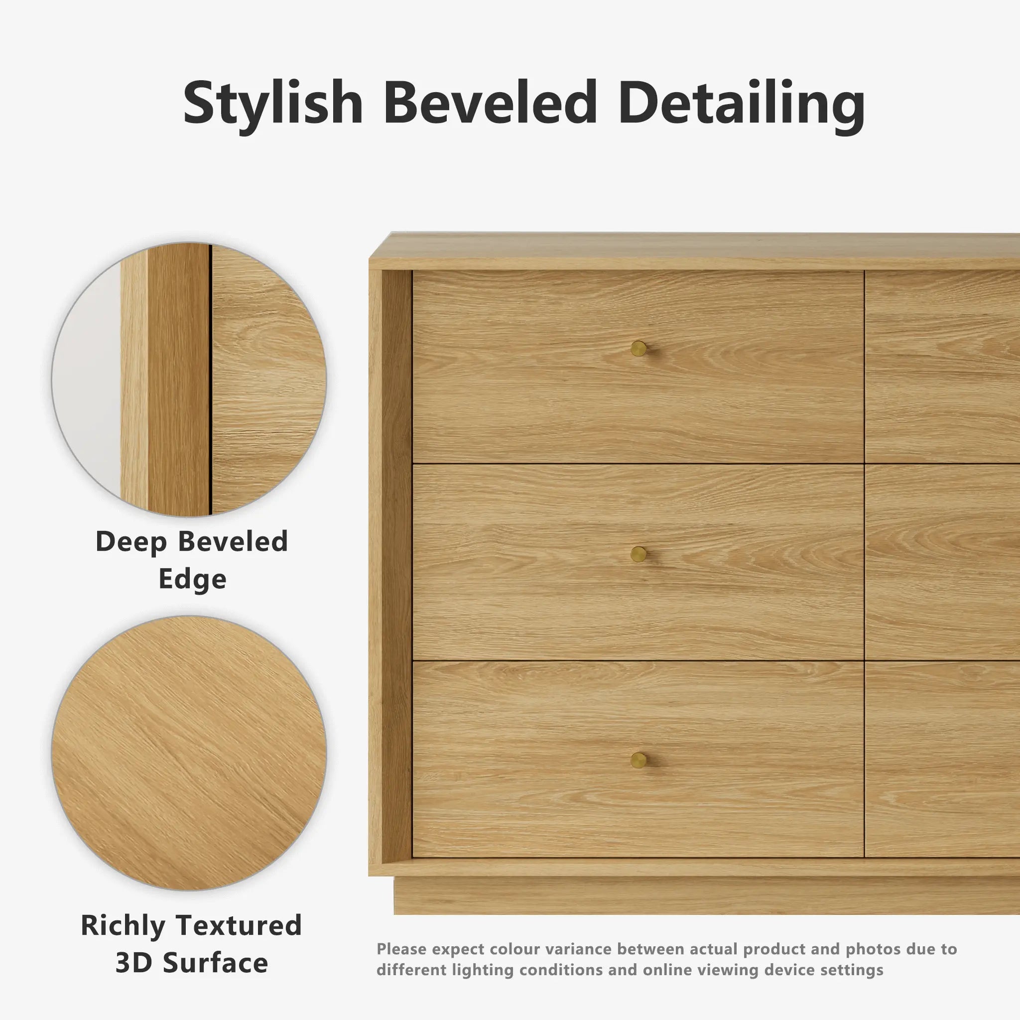 FORTUNETECFORTUNETEC Gloden Oak 6 - Drawer Dresser