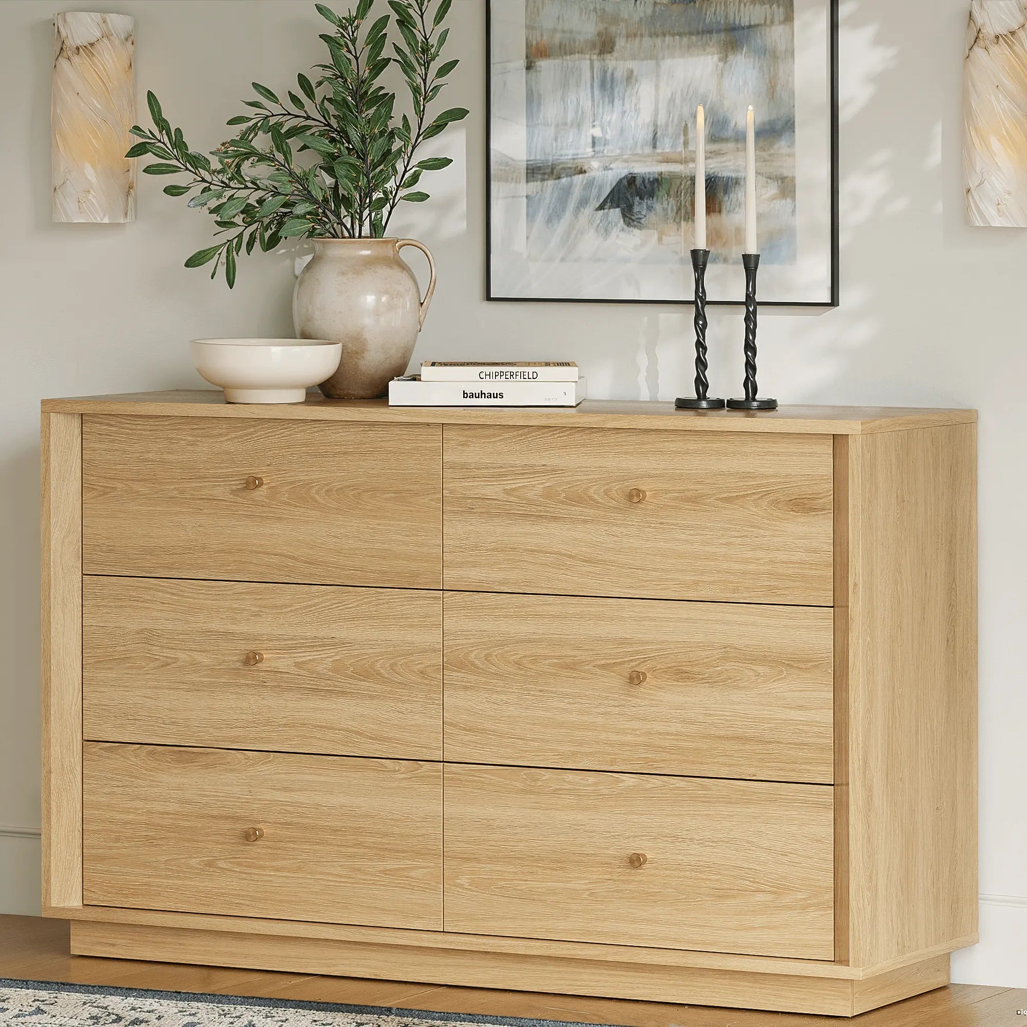 FORTUNETECFORTUNETEC Gloden Oak 6 - Drawer Dresser