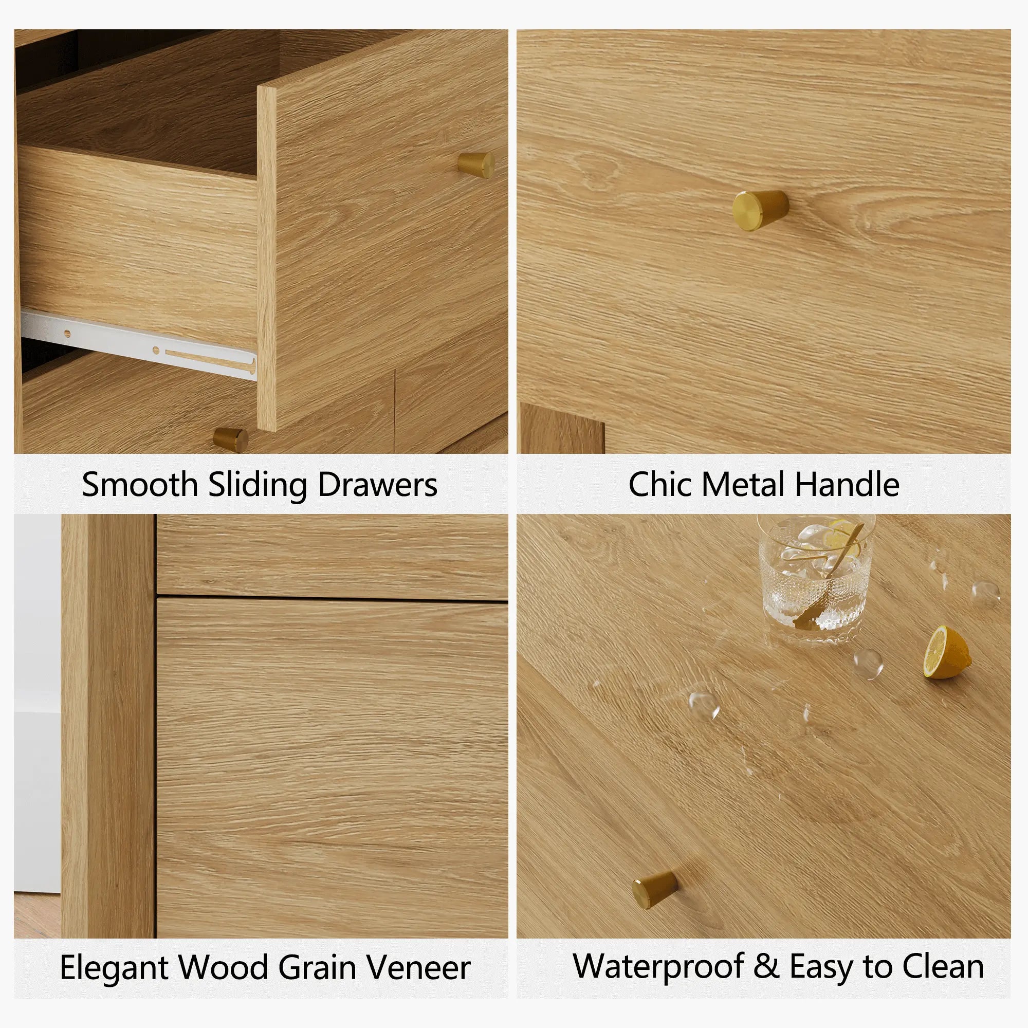 FORTUNETECFORTUNETEC Gloden Oak 6 - Drawer Dresser