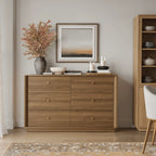 FORTUNETECFORTUNETEC Mid - Century Modern Walnut Wood 6 - Drawer Dresser