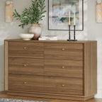 FORTUNETECFORTUNETEC Mid - Century Modern Walnut Wood 6 - Drawer Dresser