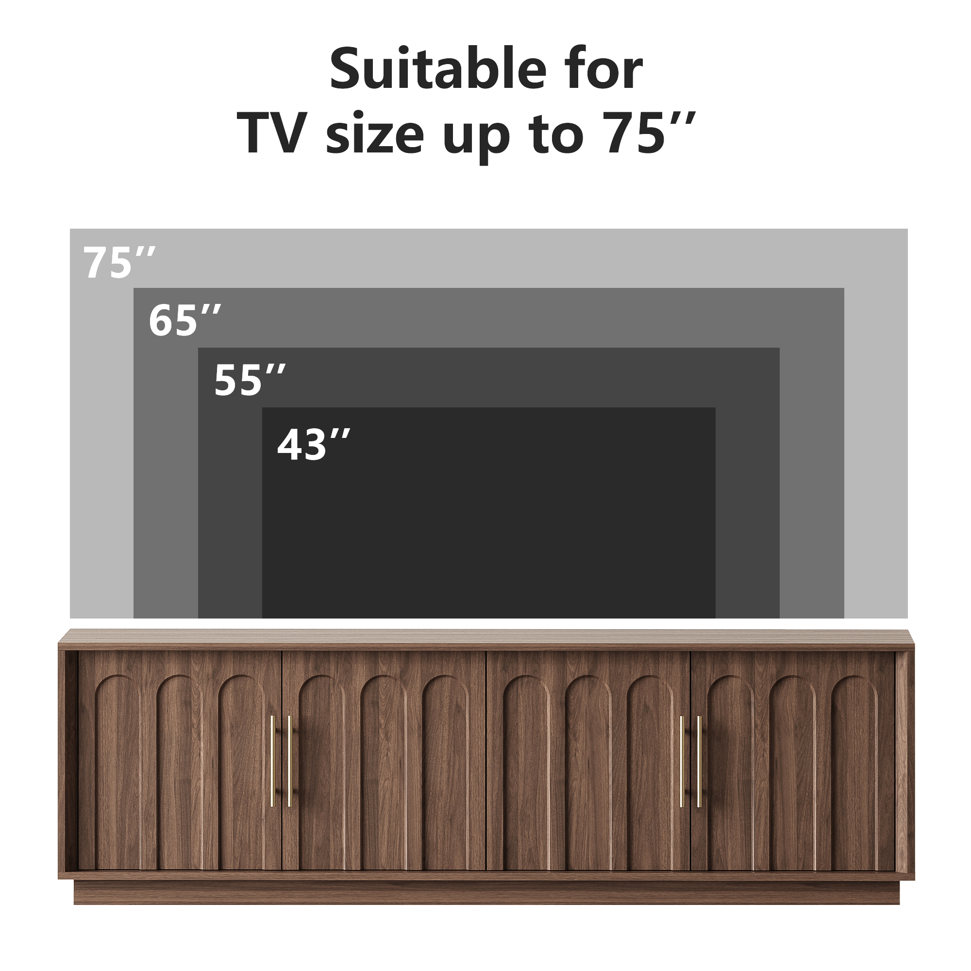 Walnut Arched TV Stand – Mid-Century Modern Style - FORTUNETEC